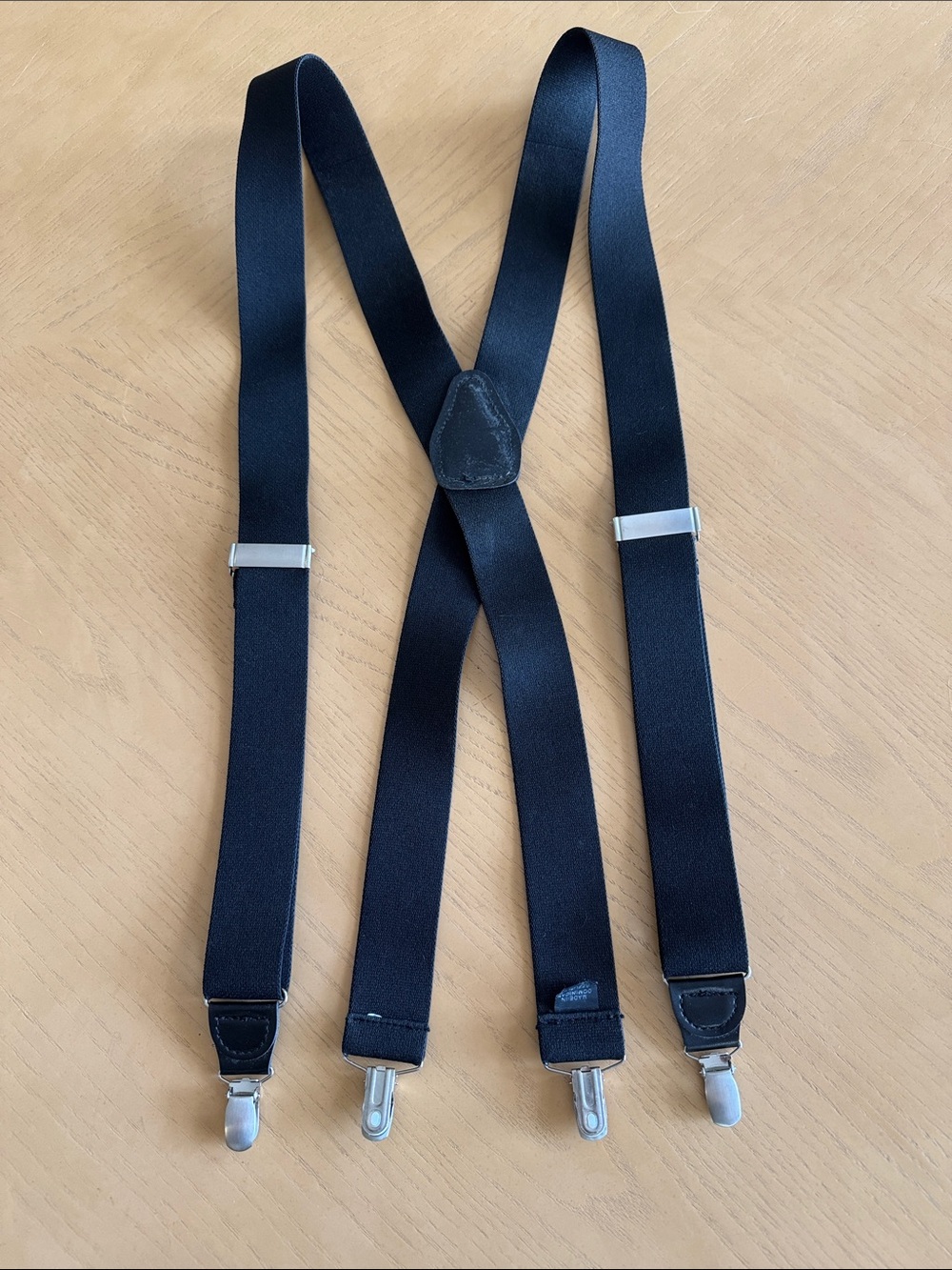 Source Unknown Black Elastic Suspenders with Silver Hardware